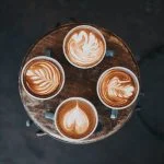 aerial photography of cafe latte on table